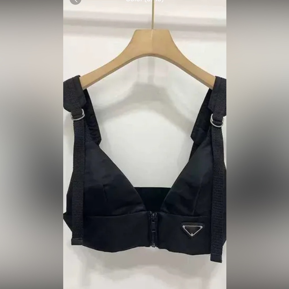 Prada Black Logo Detail Sports Bra
